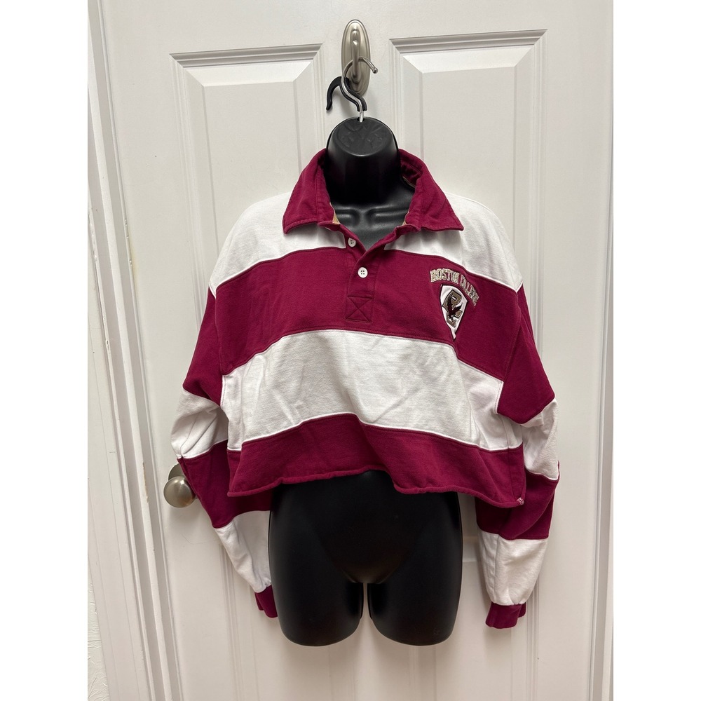 Lansdowne Boston College Eagles Gameday Cropped Rugby Shirt Maroon White Large